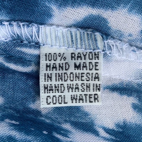 Tiara Hawaii Hollie Off Shoulder Tie Dye Blue White Hand Made Maxi Dress OS - Picture 9 of 9